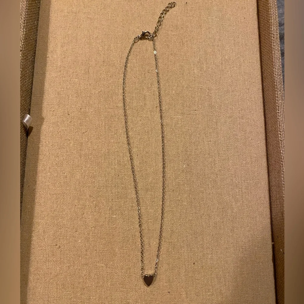 Silver Heart Necklace • Choker • Layering - Picture 2 of 4